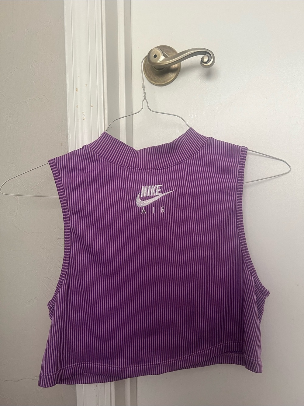 Nike Purple Pinstripe Sleeveless Crop Top